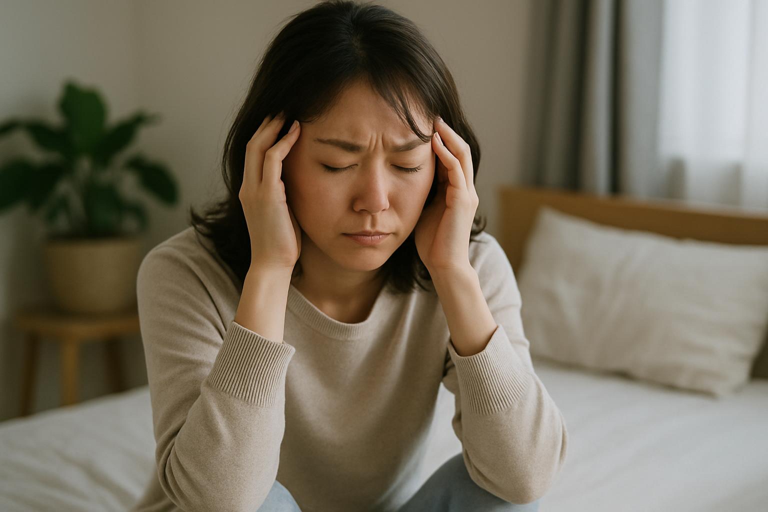 ストレスによる自律神経の乱れで苦しむ女性