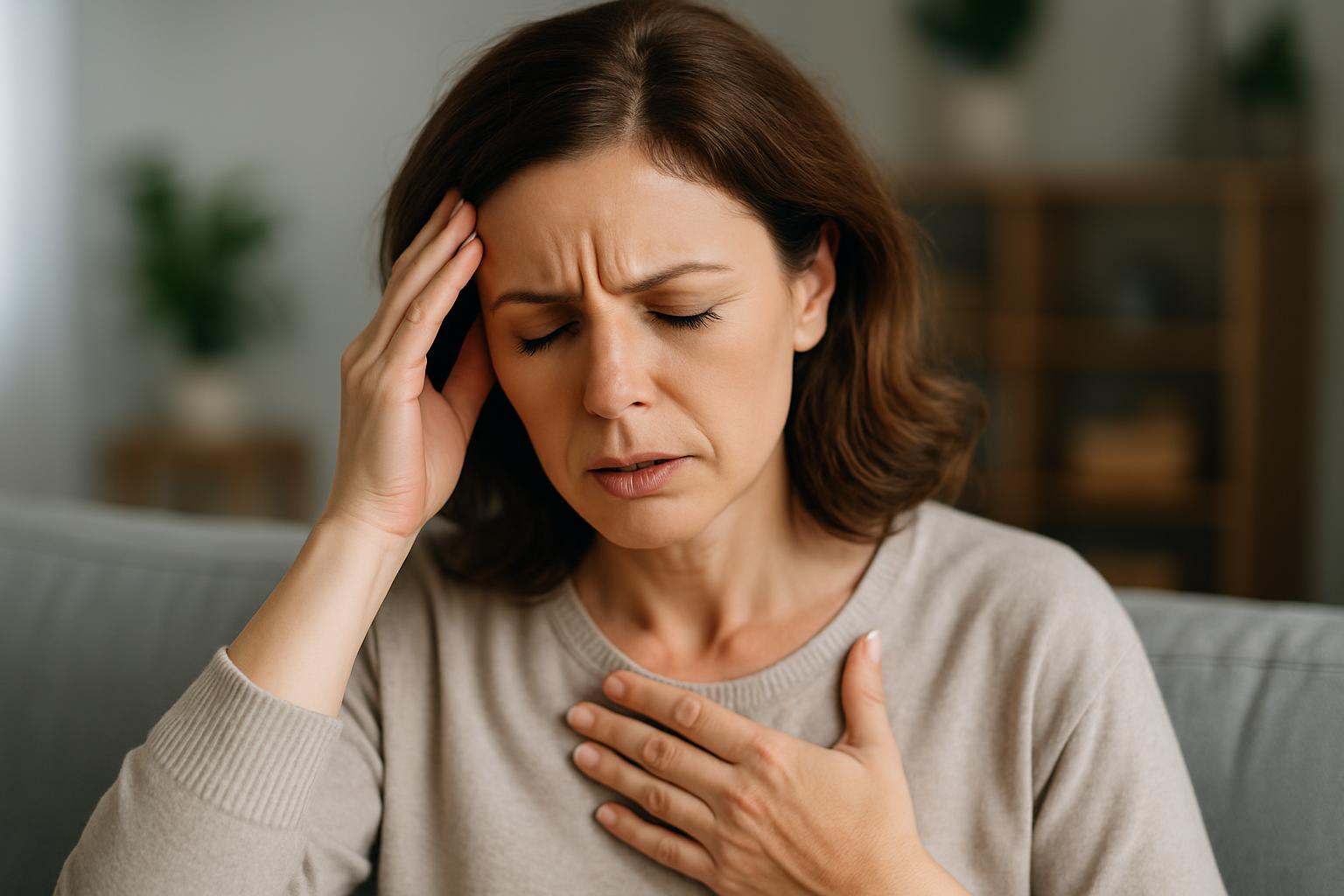 ぐるぐる・ふわふらのめまいに苦しむ女性