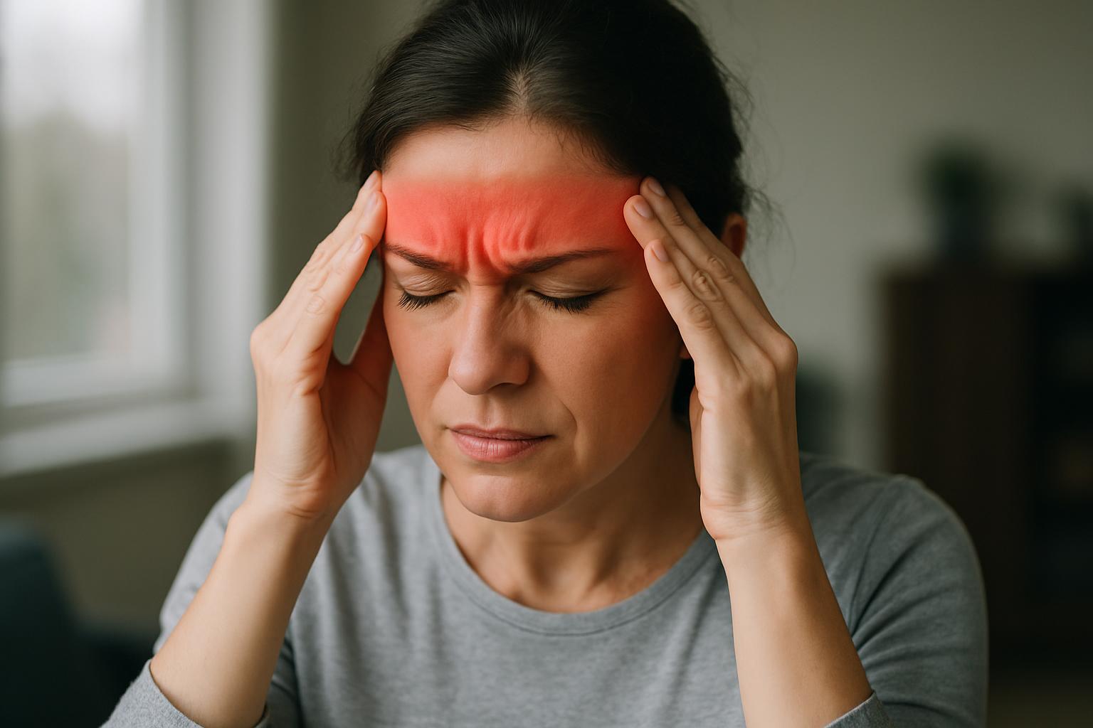 緊張型頭痛で悩む女性