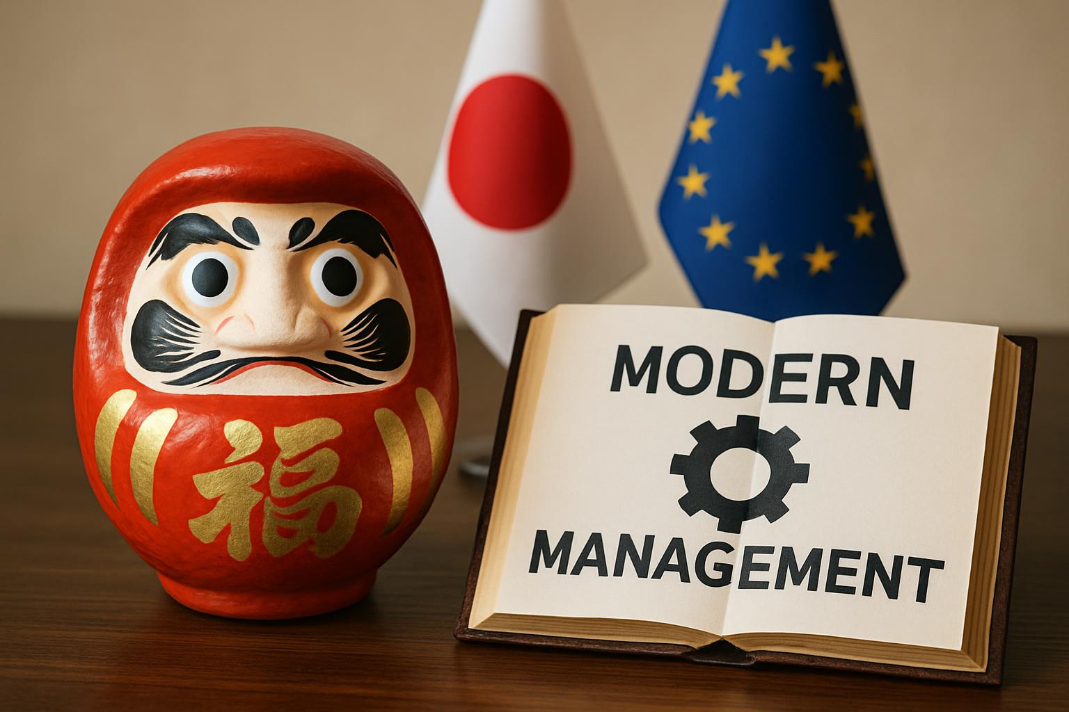 和魂洋才の現代経営への応用と3つの実践原則を示す概念図