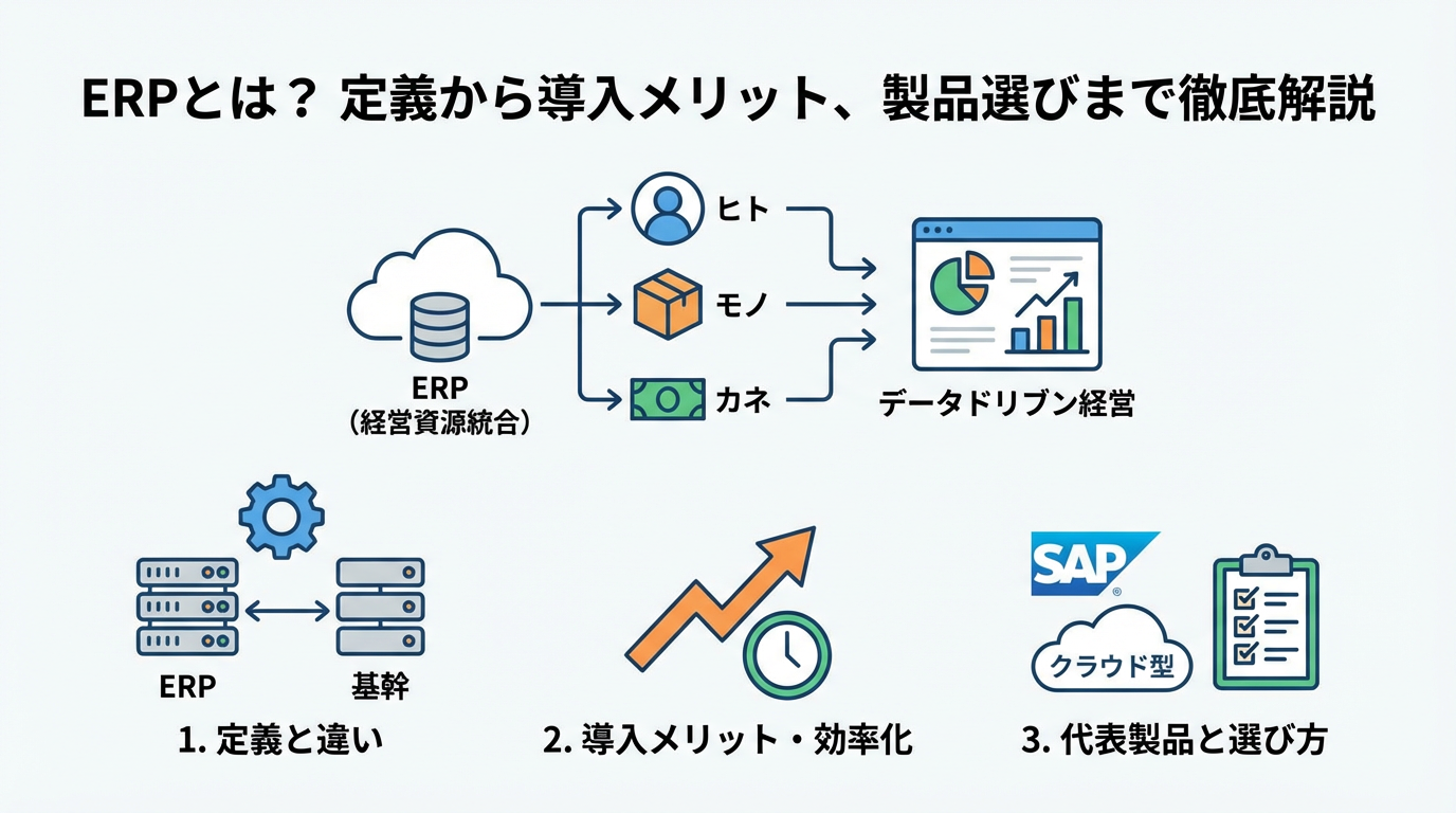 ERP software とは？導入メリットや機能、SAPなど代表的な製品をわかりやすく解説