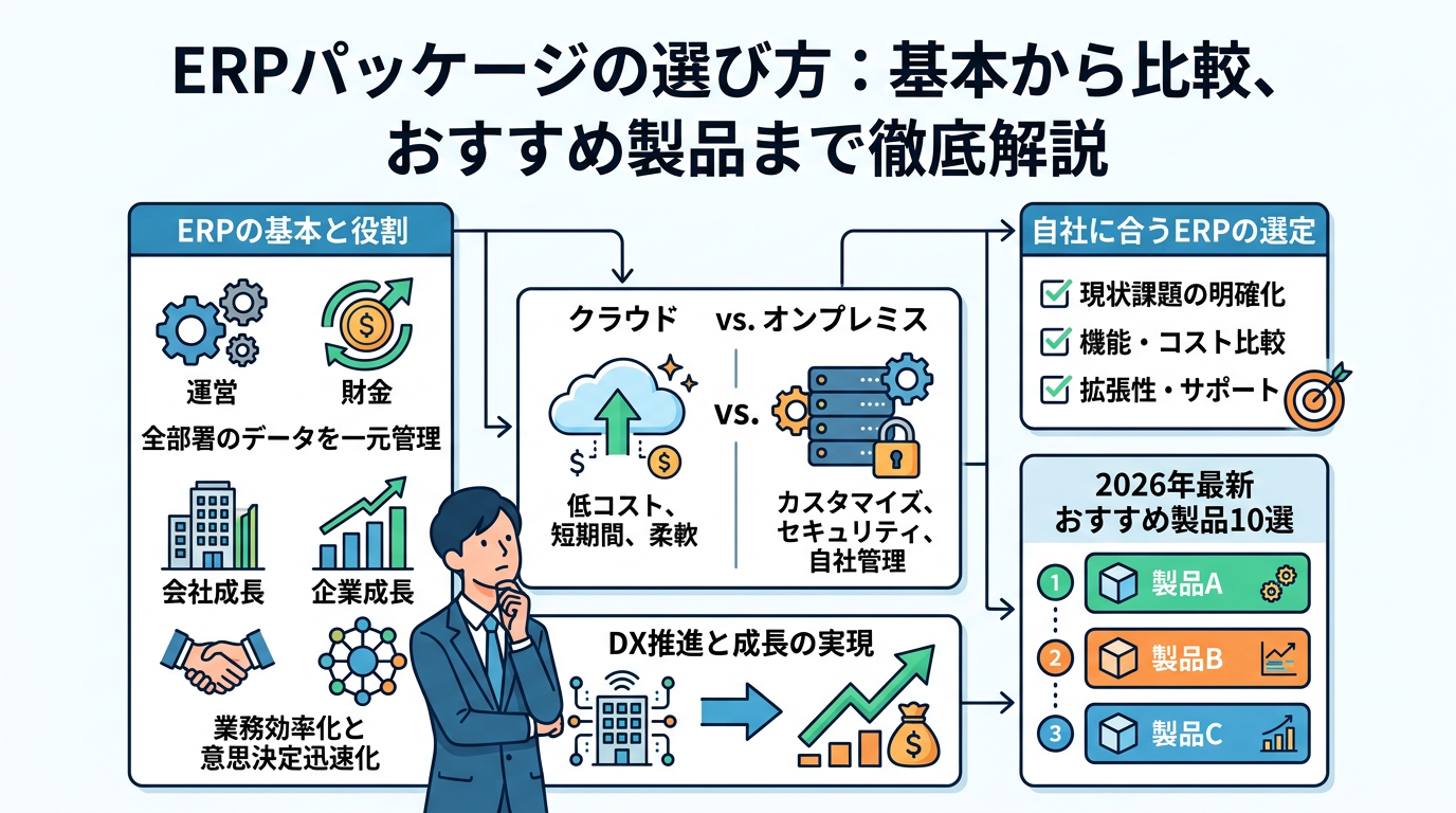 【2026年最新】ERPパッケージおすすめ10選！SAPやオービックなど徹底比較