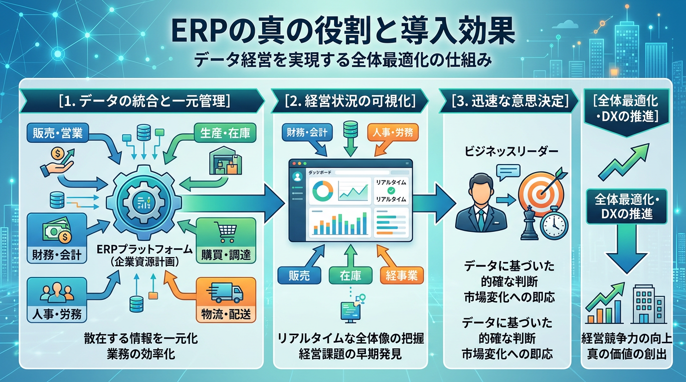 いまさら聞けないERPの役割とは？システム導入の目的と効果を解説